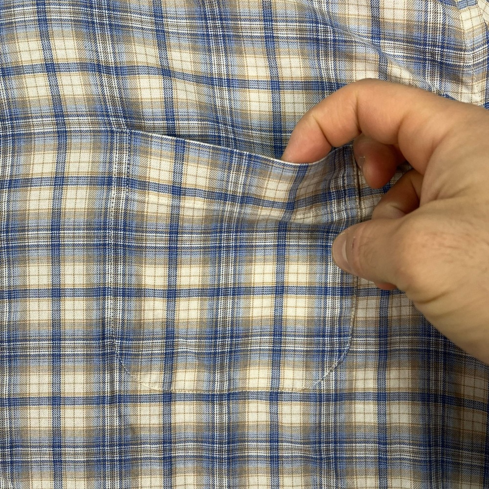 Peter Millar Shirt Mens XL Blue Cream Long Sleeve Plaid Button Down Classic EUC - Picture 3 of 9